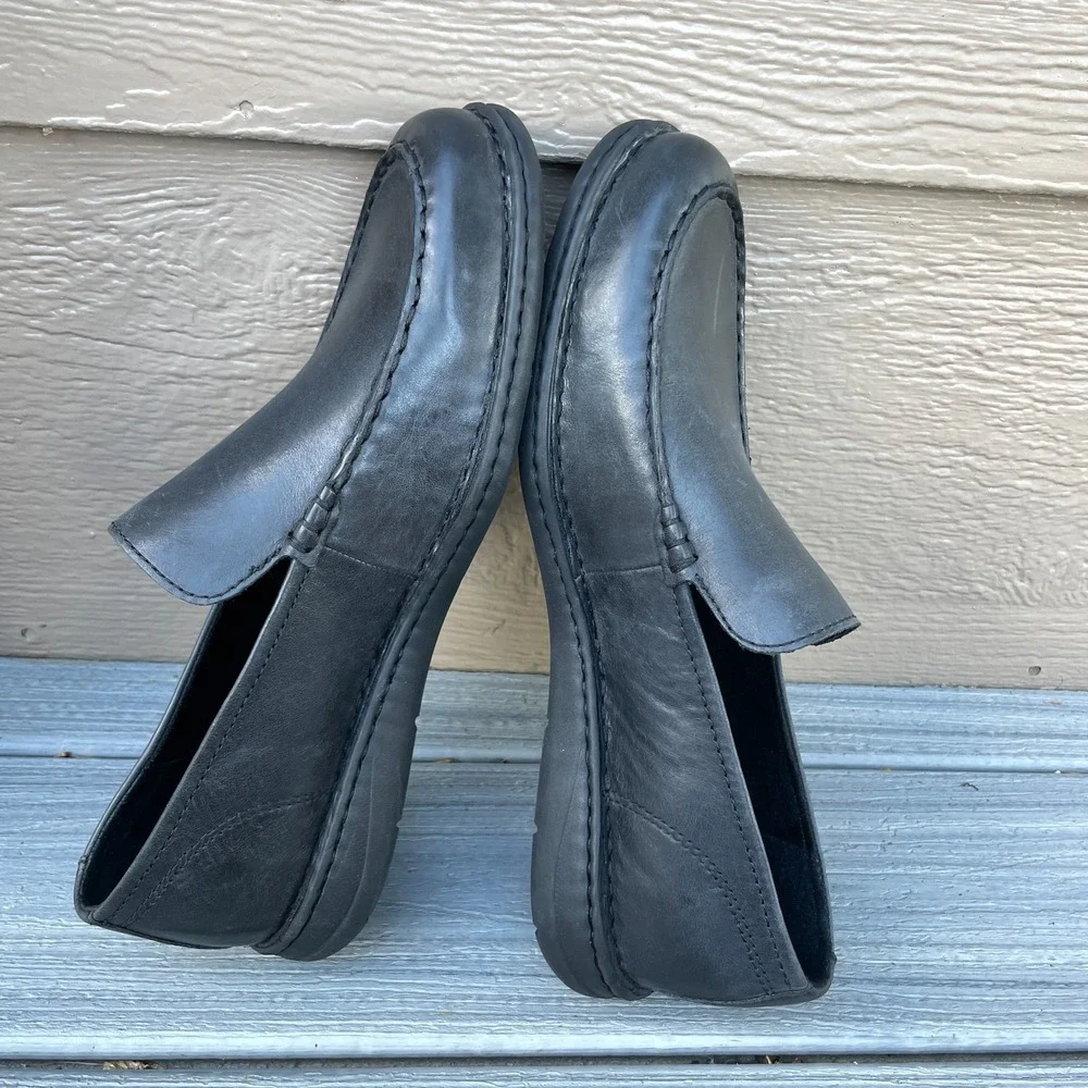 Born Crown Shoes Mens 11 Casual Slip On Moc Toe Loafer Black Leather LIghtweight